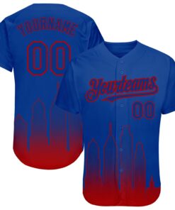 Custom Royal Red 3D Philadelphia City Edition Fade Fashion Authentic Baseball Jersey