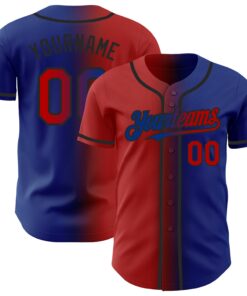 Custom Royal Red-Black Authentic Gradient Fashion Baseball Jersey