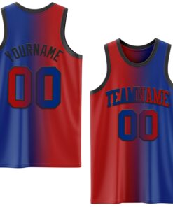 Custom Royal Red-Black Authentic Gradient Fashion Basketball Jersey