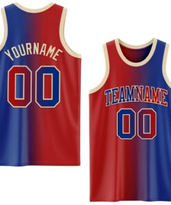 Custom Royal Red-Cream Authentic Gradient Fashion Basketball Jersey