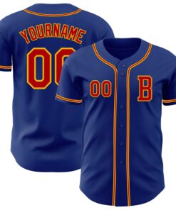 Custom Royal Red-Gold Authentic Baseball Jersey