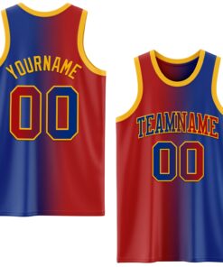 Custom Royal Red-Gold Authentic Gradient Fashion Basketball Jersey