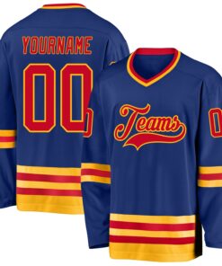 Custom Royal Red-Gold Hockey Jersey