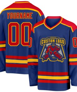 Custom Royal Red-Gold Hockey Jersey