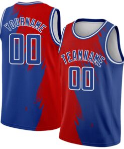 Custom Royal Red-White Abstract Brush Splash Authentic City Edition Basketball Jersey