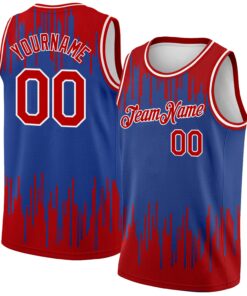 Custom Royal Red-White Abstract Vertical Lines Authentic City Edition Basketball Jersey