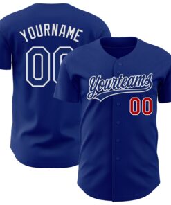 Custom Royal Red-White Authentic Baseball Jersey