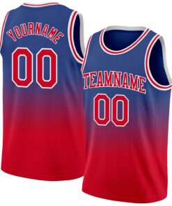 Custom Royal Red-White Authentic Fade Fashion Basketball Jersey