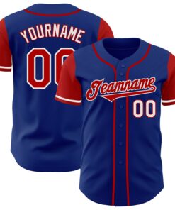 Custom Royal Red-White Authentic Two Tone Baseball Jersey