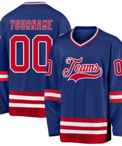 Custom Royal Red-White Hockey Jersey