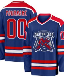 Custom Royal Red-White Hockey Jersey