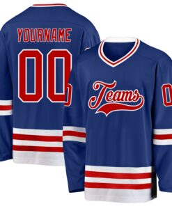 Custom Royal Red-White Hockey Jersey