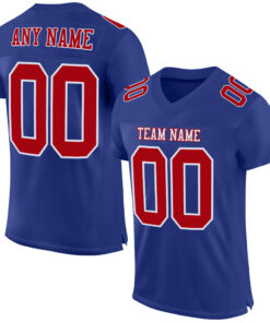 Custom Royal Red-White Mesh Authentic Football Jersey