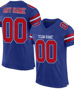 Custom Royal Red-White Mesh Authentic Football Jersey