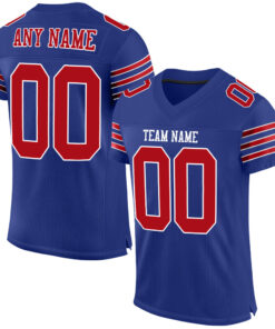 Custom Royal Red-White Mesh Authentic Football Jersey