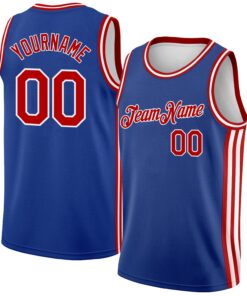 Custom Royal Red-White Side Stripes Authentic City Edition Basketball Jersey