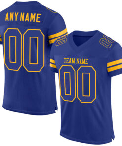 Custom Royal Royal-Gold Mesh Authentic Football Jersey