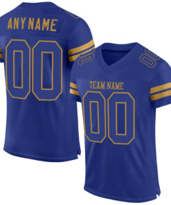 Custom Royal Royal-Old Gold Mesh Authentic Football Jersey