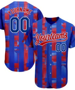 Custom Royal Royal-Red 3D Pattern Design Authentic Baseball Jersey