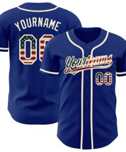 Custom Royal Vintage USA Flag-Cream Authentic Baseball Jersey