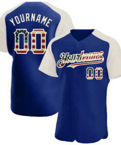 Custom Royal Vintage USA Flag-Cream Authentic Raglan Sleeves Baseball Jersey