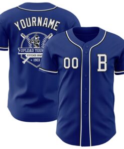 Custom Royal White-Black Authentic Baseball Jersey