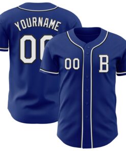 Custom Royal White-Black Authentic Baseball Jersey