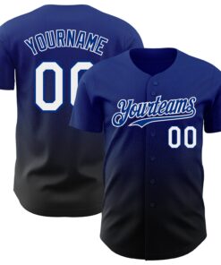 Custom Royal White-Black Authentic Fade Fashion Baseball Jersey