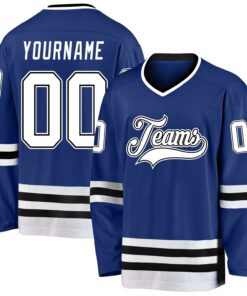 Custom Royal White-Black Hockey Jersey