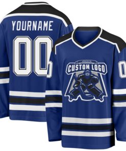 Custom Royal White-Black Hockey Jersey