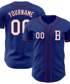 Custom Royal White-Crimson Authentic Baseball Jersey