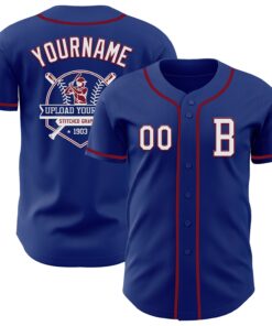 Custom Royal White-Crimson Authentic Baseball Jersey