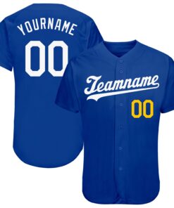 Custom Royal White-Gold Authentic Baseball Jersey