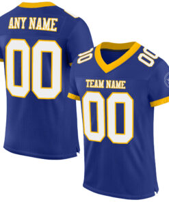 Custom Royal White-Gold Mesh Authentic Football Jersey