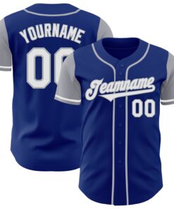 Custom Royal White-Gray Authentic Two Tone Baseball Jersey