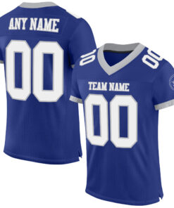 Custom Royal White-Gray Mesh Authentic Football Jersey