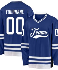 Custom Royal White Hockey Jersey