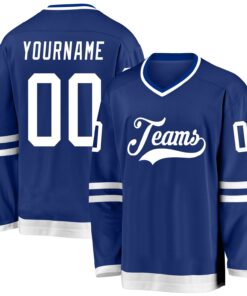 Custom Royal White Hockey Jersey
