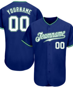 Custom Royal White Kelly Green-Gray Authentic Baseball Jersey
