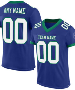 Custom Royal White-Kelly Green Mesh Authentic Football Jersey