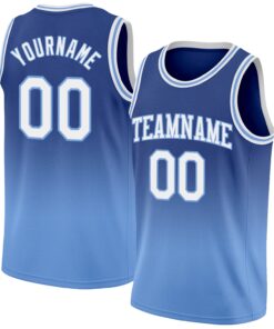 Custom Royal White-Light Blue Authentic Fade Fashion Basketball Jersey