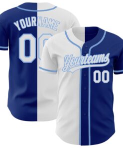 Custom Royal White-Light Blue Authentic Split Fashion Baseball Jersey