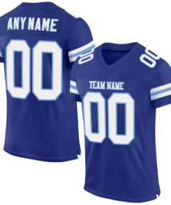Custom Royal White-Light Blue Mesh Authentic Football Jersey