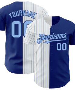 Custom Royal White-Light Blue Pinstripe Authentic Split Fashion Baseball Jersey