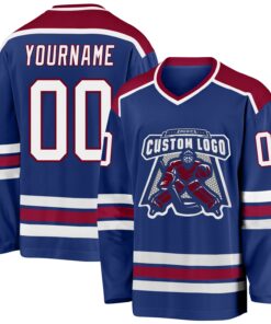 Custom Royal White-Maroon Hockey Jersey