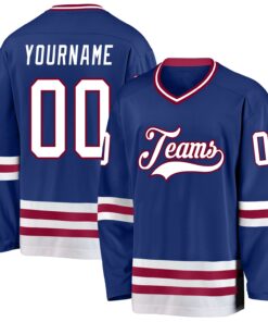 Custom Royal White-Maroon Hockey Jersey