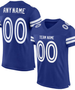 Custom Royal White Mesh Authentic Football Jersey
