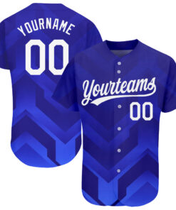 Custom Royal White-Navy 3D Pattern Design Authentic Baseball Jersey