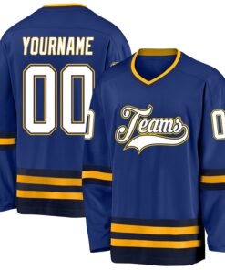 Custom Royal White-Navy Hockey Jersey