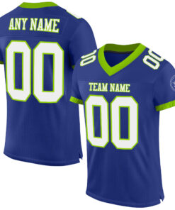 Custom Royal White-Neon Green Mesh Authentic Football Jersey